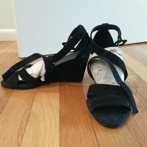 J Crew Black Suede Wedge Sandal